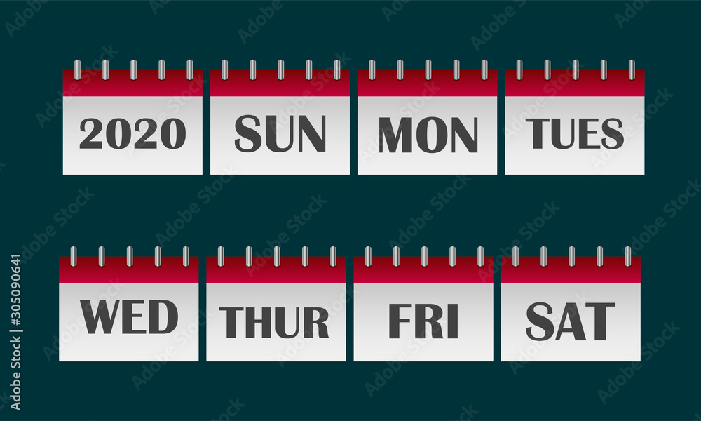 Poster vector icon set of days of the week on white isolated background. layers grouped for easy editing il