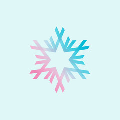 Snow flake logo symbol - winter Christmas cold ice decorative geometric shape crystal 