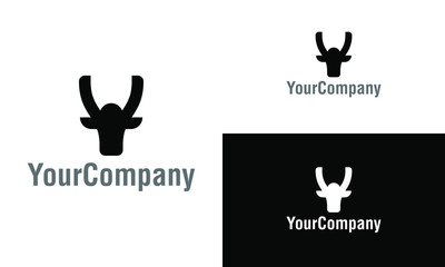 Bull and cow logo design template. Simple minimalist template graphic illustration. Creative vector emblem, for icon or design concept.