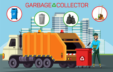 Garbage collection flat banner vector template