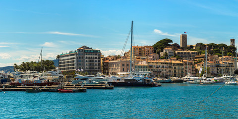 Yachts anchored in port in Cannes