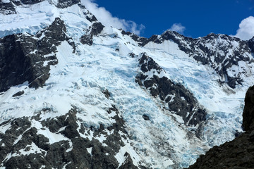 Gletscher und Schnee im Mount Cook Nationalpark in Neuseeland