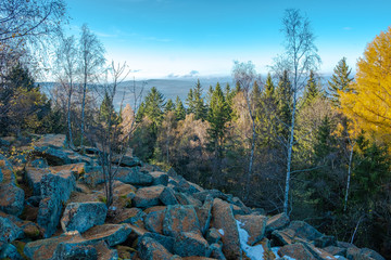 View from the observation tower on the top of Mařský Vrch near Vimperk, Czech Republic