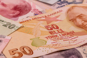 Turkish lira TL. TRY banknotes