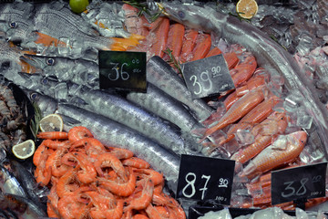 sale of fresh sea fish in the store