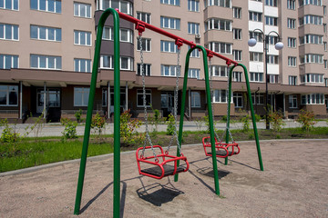 Fototapeta na wymiar Ukraine, Brovary playground near the new residential building.