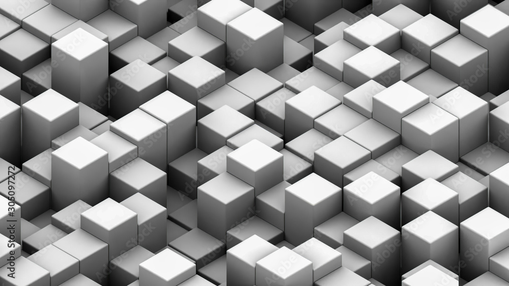 Poster grayscale background - structure made of grayscale boxes - 3d illustration
