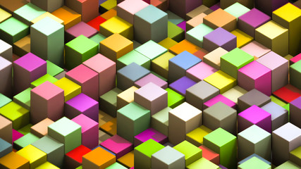 Structure made of Colorful Boxes - 3D Illustration Background