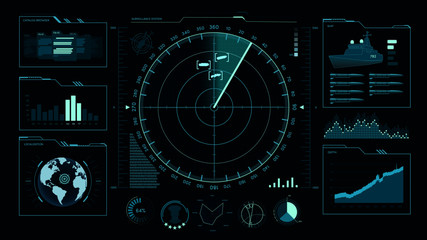 Command center, user interface, game, radar, sonar - obrazy, fototapety, plakaty