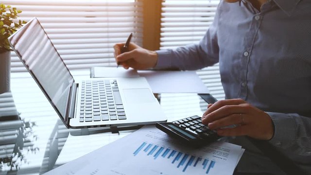 finance investment and budget planning, calculating ROI, accounting or banking concept