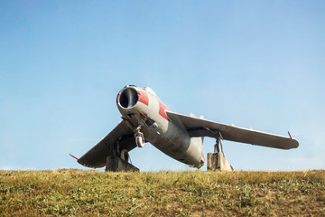 Military fighter of the second world war. Old plane.