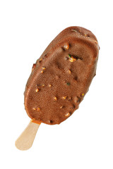 Ice cream popsicle with chocolate coating isolated