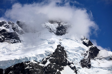 Gletscher und Schnee im Mount Cook Nationalpark in Neuseeland