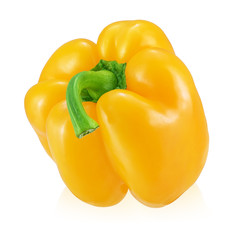 Yellow bell pepper isolated on white background.