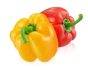 Two bell peppers isolated on white background.