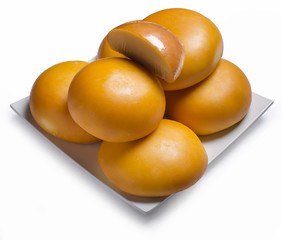 plate with cheese on a white background