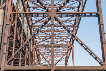 A fragment of the rusty structure of the old factory