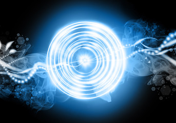 The sparkling circular lines with spangles and bright particles.