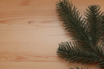 christmas tree on wooden background