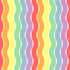 Rainbow wavy stripe seamless pattern