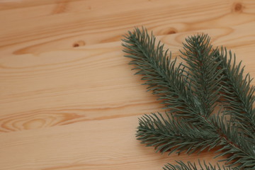 christmas tree on wooden background