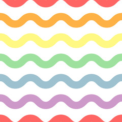 Pastel rainbow wavy stripe seamless pattern