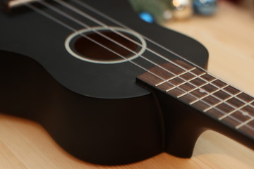 closeup of ukulele 