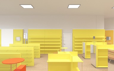 shopping mall, interior visualization, 3D illustration