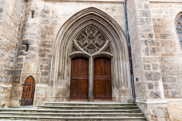 Church portal of St. Jacob Church, Kutna Hora. Czech republic.