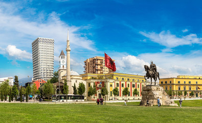 Skanderbeg square  in Tirana - obrazy, fototapety, plakaty