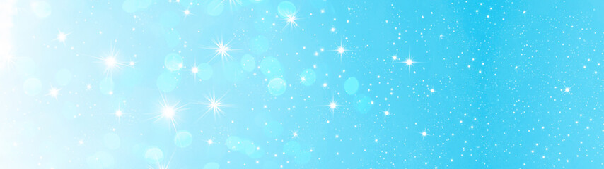 Fototapeta na wymiar snowflakes isolated on blue sky - winter snow background panorama banner long