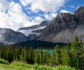 Bow Lake with Bow River and Bow Glacier