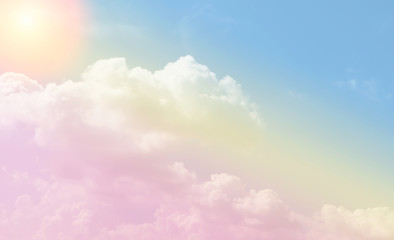 Pastel gradient blurred sky with sun, A soft cloud for background.