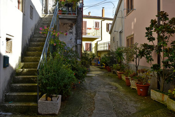 Fototapeta na wymiar A street of Sant'Agapito, village of Molise region, Italy.