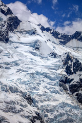 Gletscher und Schnee im Mount Cook Nationalpark in Neuseeland