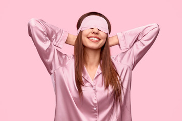 Rested woman in sleep mask