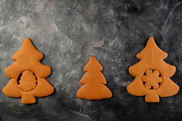 Collection of various gingerbread christmas trees