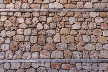 Old limestone wall. Abstract background wall texture. Old vintage wall. Close photo. Wall texture for architecture