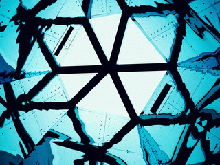 Modern interior with vibrant colours and reflections 