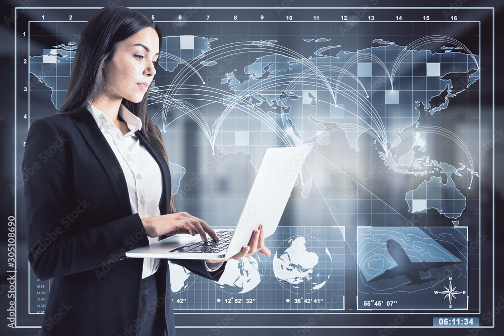 Poster interactive global network and ai concept