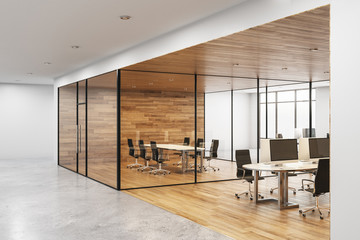 Contemporary wooden coworking office