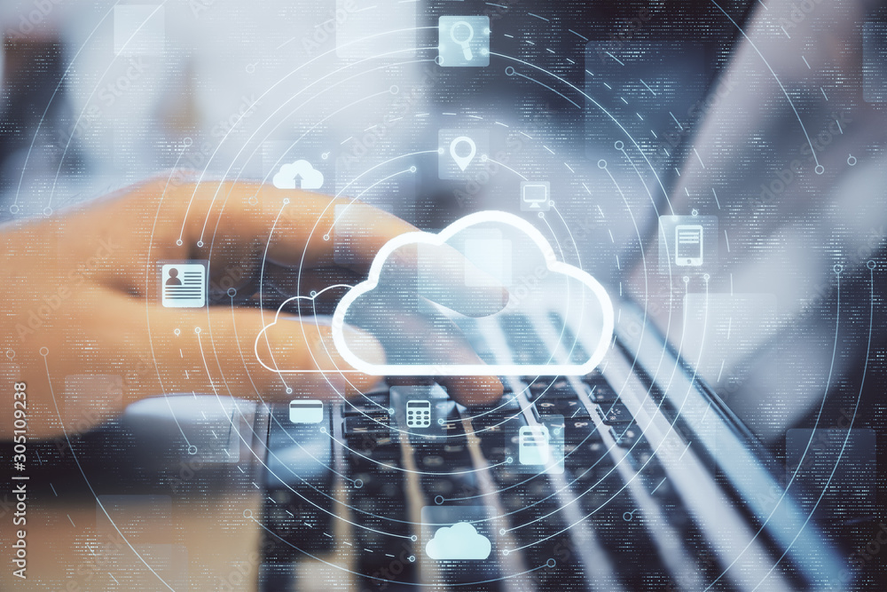 Poster cloud computing and communication concept.