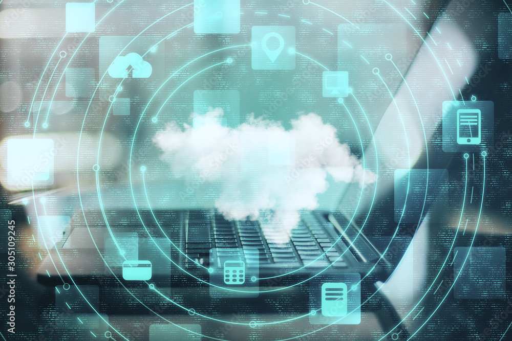 Aufkleber Cloud computing and network concept.