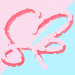Love logo on the blue and pink background