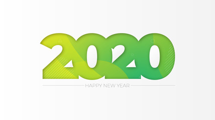 Posts Happy new year 2020 with fluid flowing elements and gradations of color. Modern abstract themed background with a minimalist paper cut style.