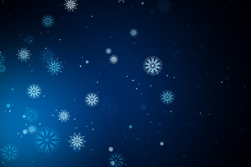 Fototapeta na wymiar Falling snow on the blue background