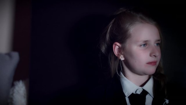 4k Halloween Shot of a Teen Girl Dressed up in Alice Costumes