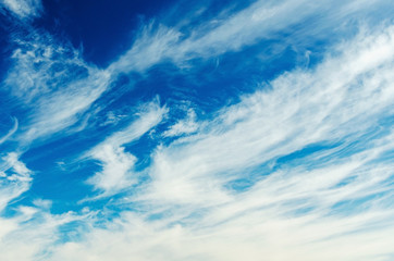 Beautiful clouds on a background of blue sky