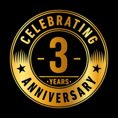 3 years anniversary celebration logo template. Three years vector and illustration.