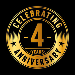 4 years anniversary celebration logo template. Four years vector and illustration.